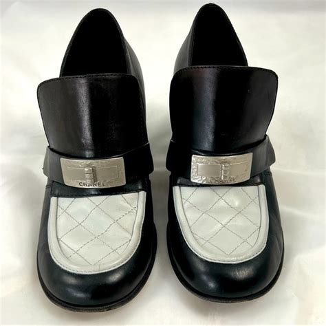 cheap chanel loafers|chanel black and white loafers.